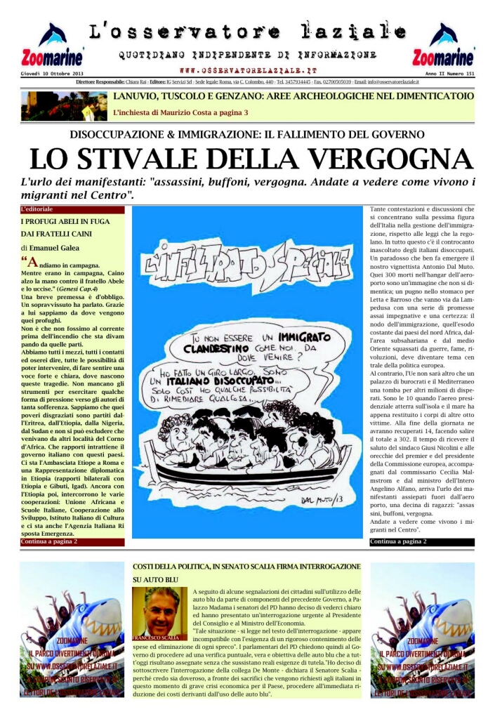 L'osservatore d'Italia edizione del 10 Ottobre 2013